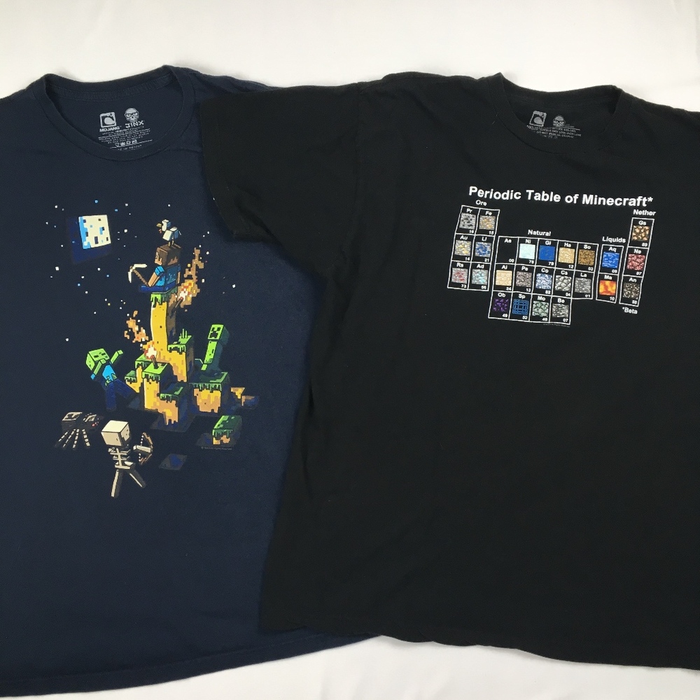 Lot of 2 Minecraft Graphic T Shirt Black Navy Blue